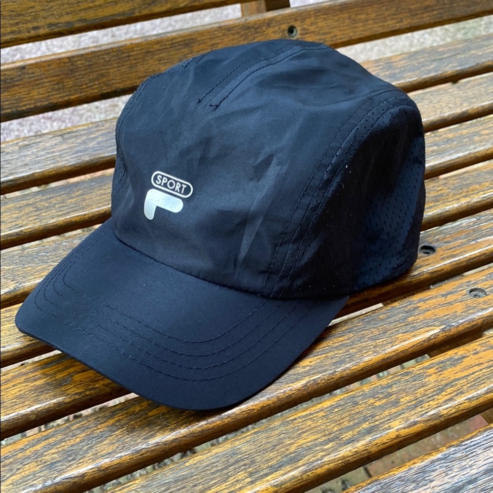 Fila Black lightweight hat side vented running cap